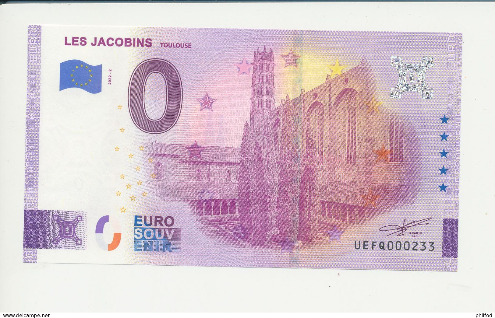 Billet Touristique  0 Euro  - LES JACOBINS TOULOUSE - UEFQ - 2022-2 -  N° 233 - Altri & Non Classificati