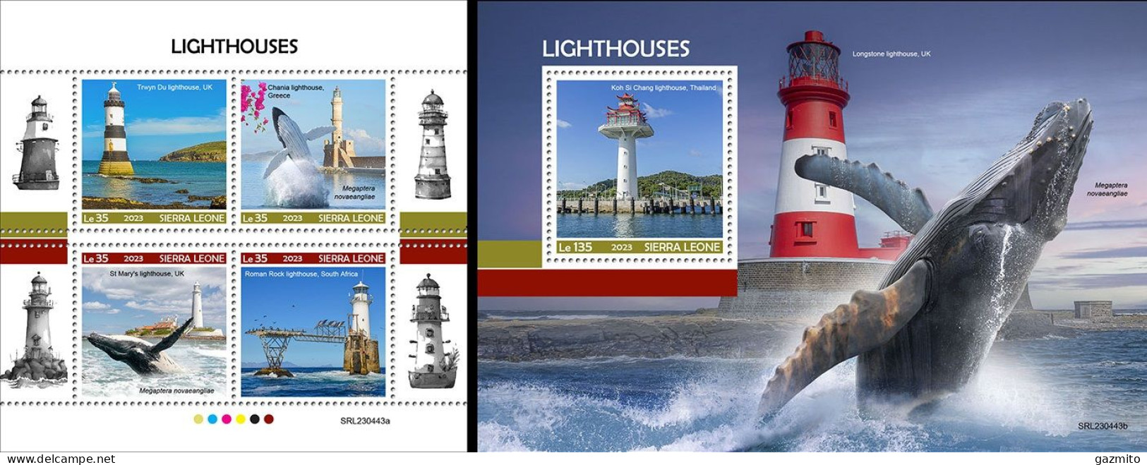 Sierra Leone 2023, Lighthouses And Whales, 4val In BF +BF - Ballenas