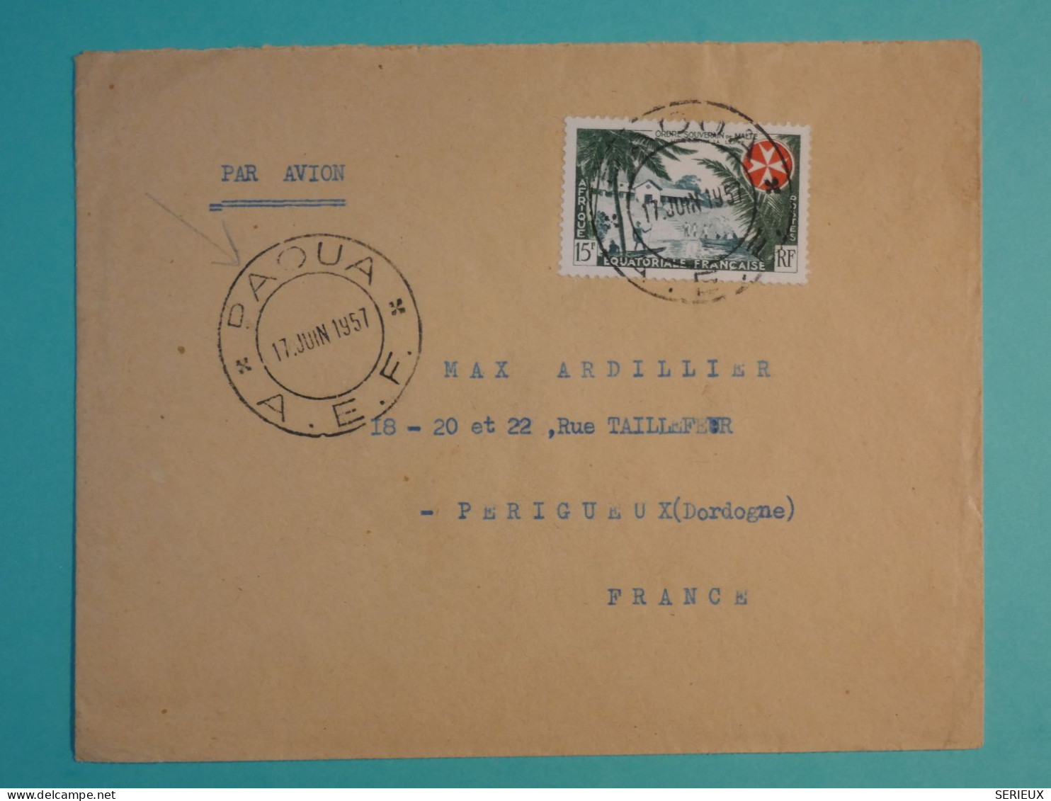 DI 3 AEF   BELLE  LETTRE   1957 PETIT BUREAU BAOUA BAOUAR     A PERIGUEUX     FRANCE +AFF. INTERESSANT+++++ - Covers & Documents