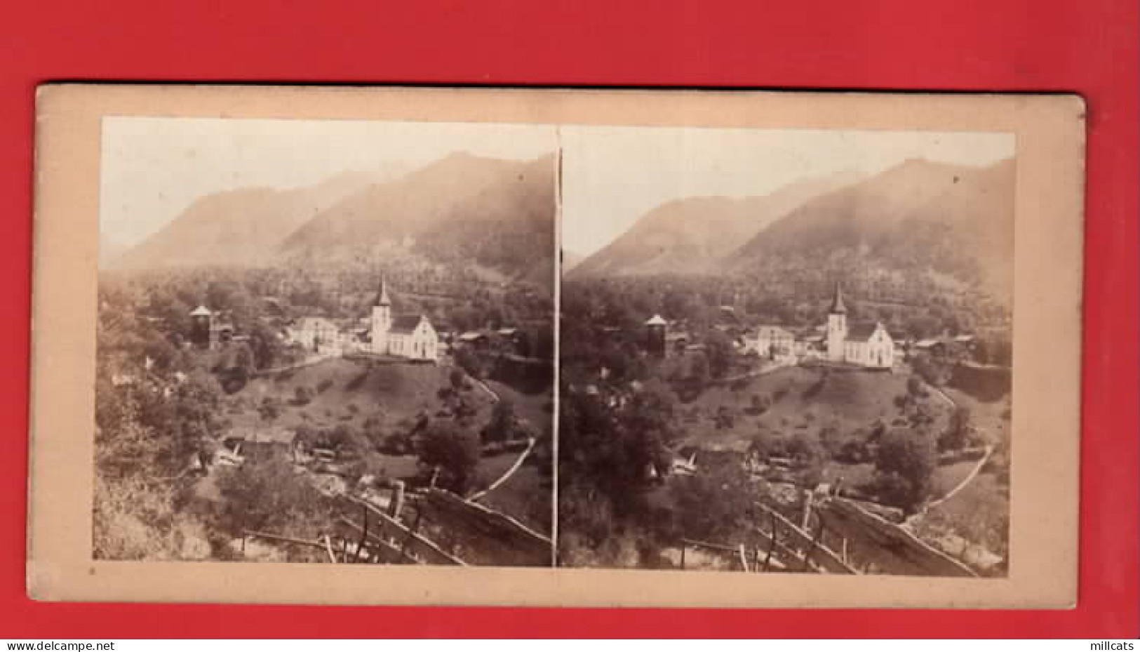 EARLY STEREOSCOPE  GERMANY   PANORAMA DE BERGLEN    - Cartoline Stereoscopiche