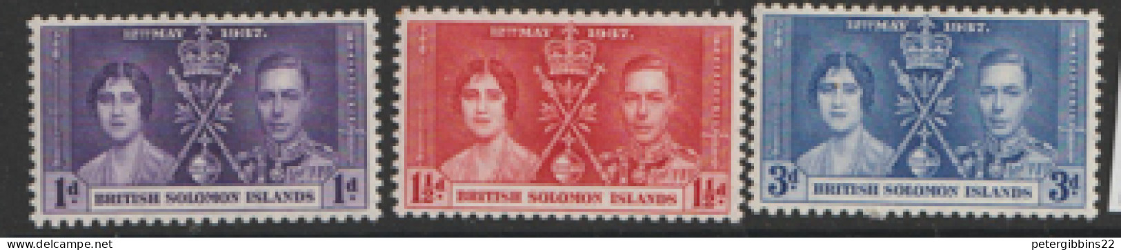 British Solomon Islands  1937  SG 57-9  Coronation    Mounted Mint - British Solomon Islands (...-1978)