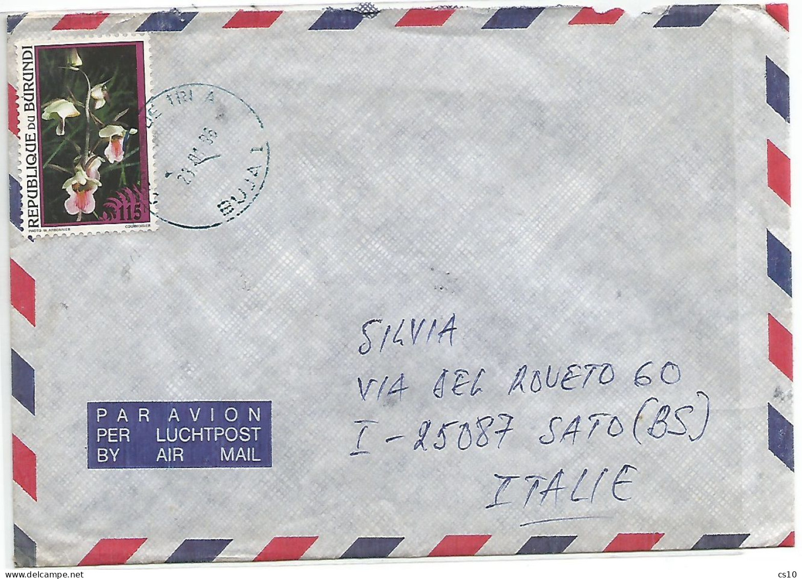 Eulophia Orchid Burundi Issue F.115 Solo On Airmail CV From BUJA 23jan1996 - Storia Postale