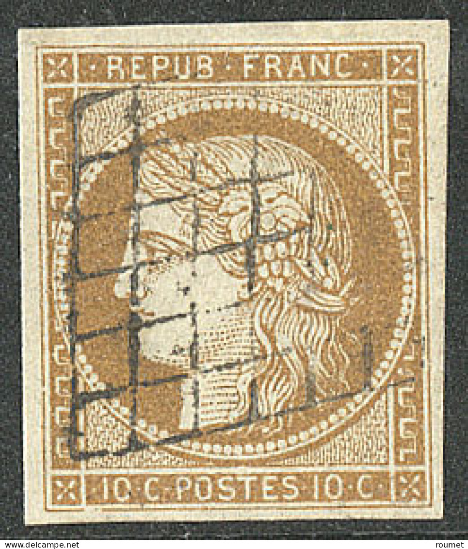 No 1, Bistre-jaune, Obl Grille. - TB - 1849-1850 Cérès