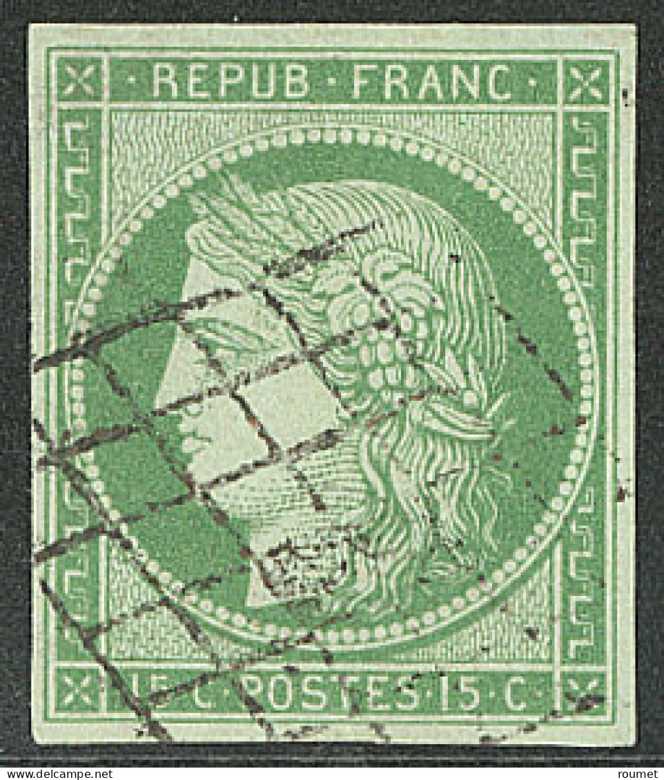 No 2, Nuance Vert-jaune, Obl Grille, Très Frais. - TB - 1849-1850 Cérès