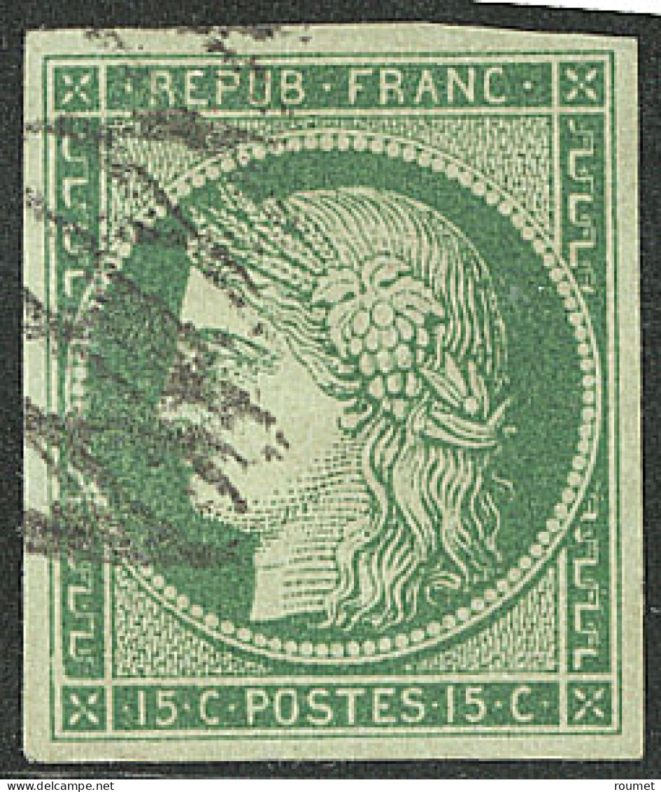 No 2b, Vert Foncé, Obl Grille Sans Fin, Jolie Pièce. - TB. - R - 1849-1850 Ceres