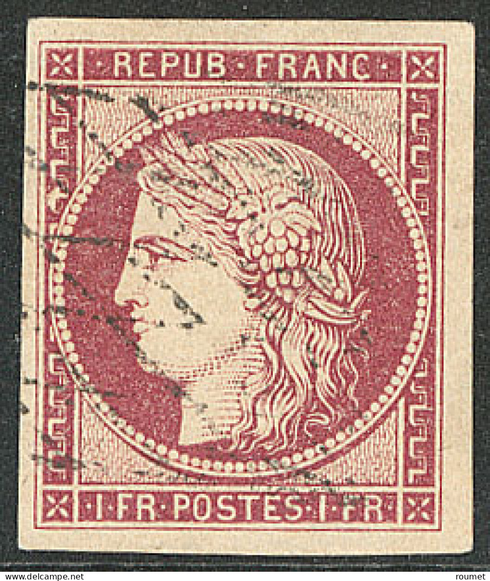 No 6a, Carmin Clair, Obl Grille Sans Fin, Jolie Pièce. - TB. - R - 1849-1850 Ceres