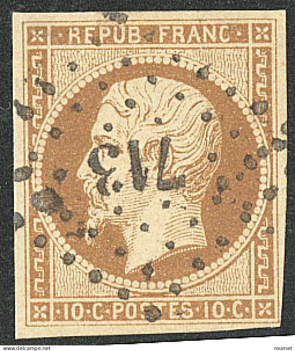 No 9a, Bistre-brun, Nuance Foncée, Obl Pc 713. - TB - 1852 Luigi-Napoleone