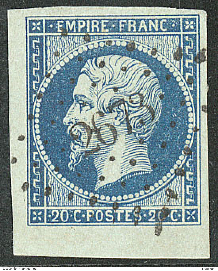 No 14Ad, Bleu Foncé Sur Vert, Petit Cdf, Ex Choisi. - TB - 1853-1860 Napoleon III