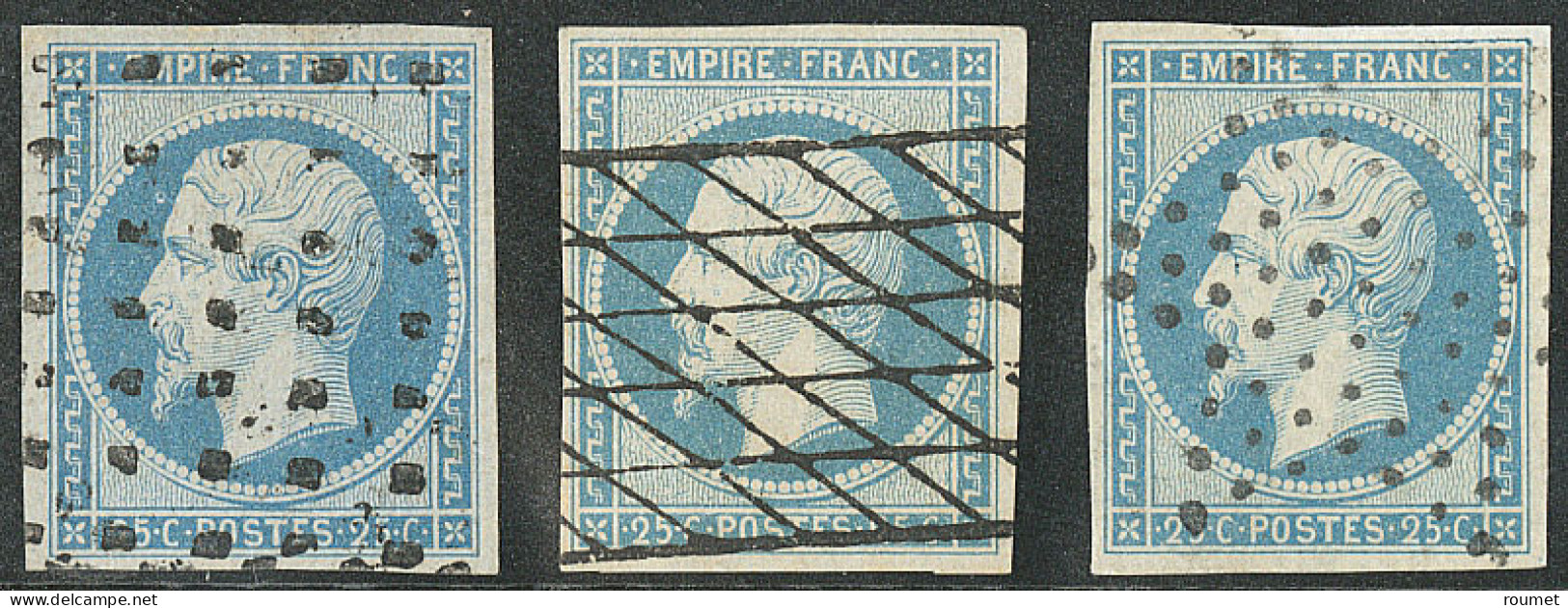No 15, Bleu, Obl Gros Points, Grille Sans Fin Et étoile. - TB - 1853-1860 Napoleon III