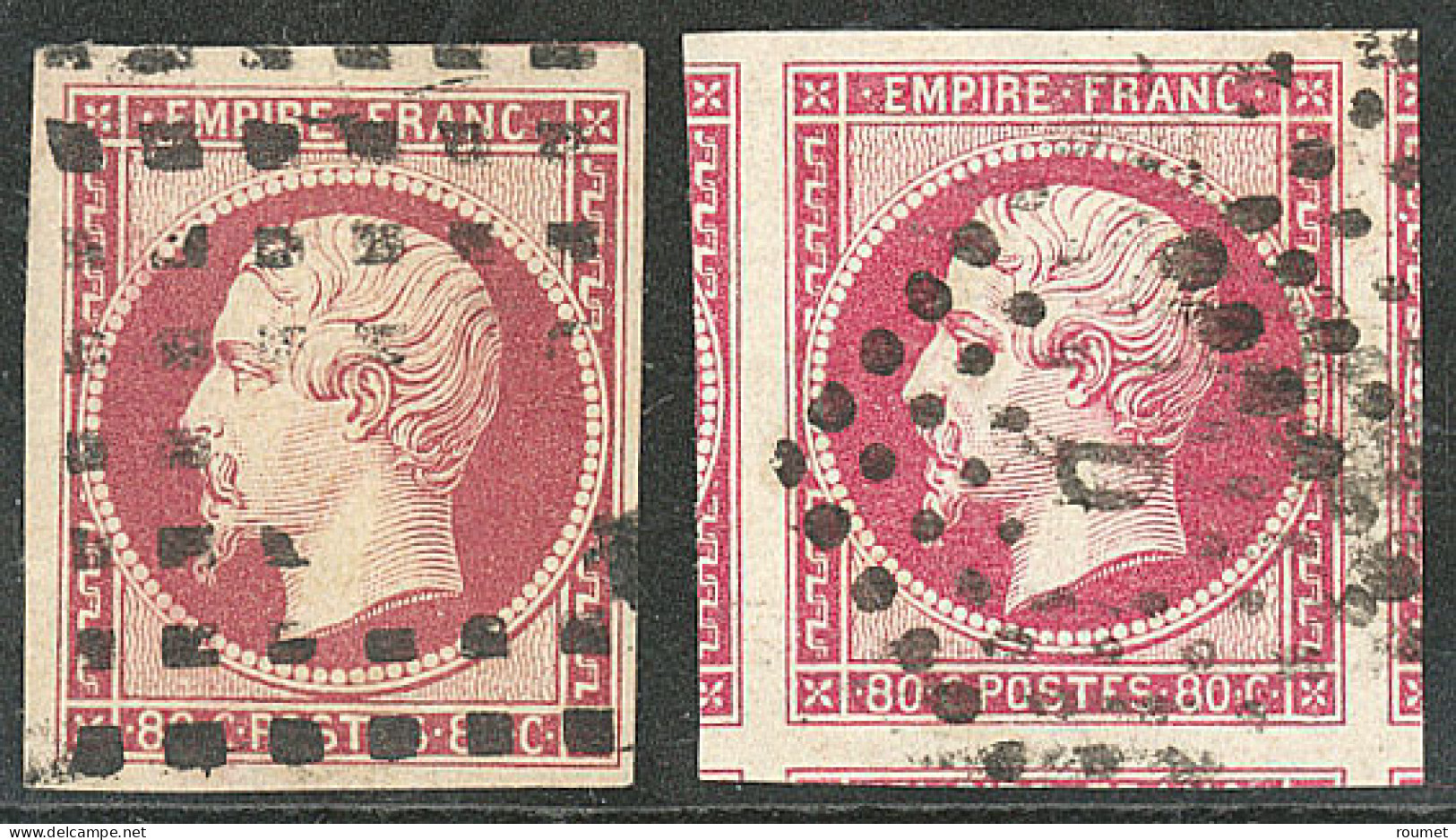 Nos 17A, Carmin, Obl Gros Points, 17B Cinq Voisins, Ex Choisis. - TB - 1853-1860 Napoleon III