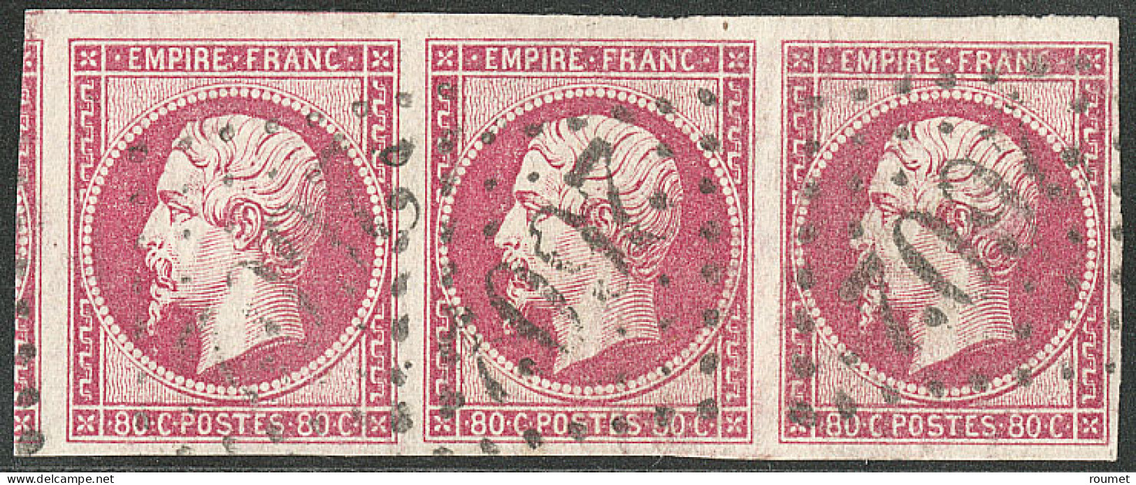 No 17Be, Rose Foncé, Bande De Trois, Un Voisin, Obl Gc 2602, Jolie Pièce. - TB - 1853-1860 Napoléon III.