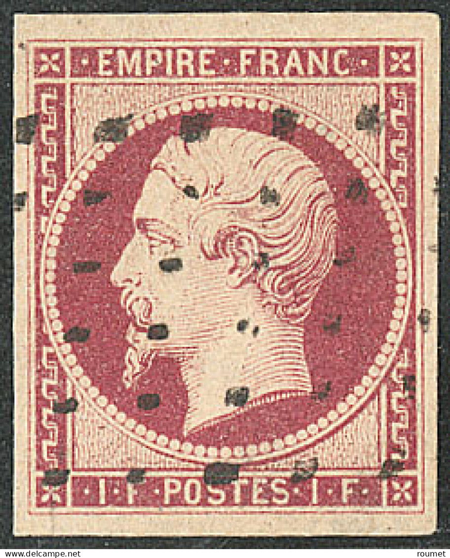 No 18, Carmin, Obl Gros Points, Jolie Pièce. - TB. - R - 1853-1860 Napoleon III