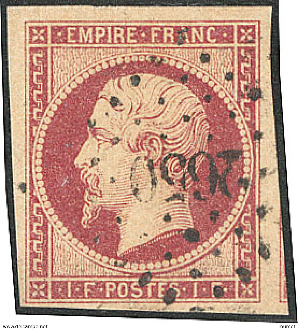No 18f, Carmin Clair, Un Voisin, Obl Pc 2650, Jolie Pièce. - TB. - RR - 1853-1860 Napoleon III