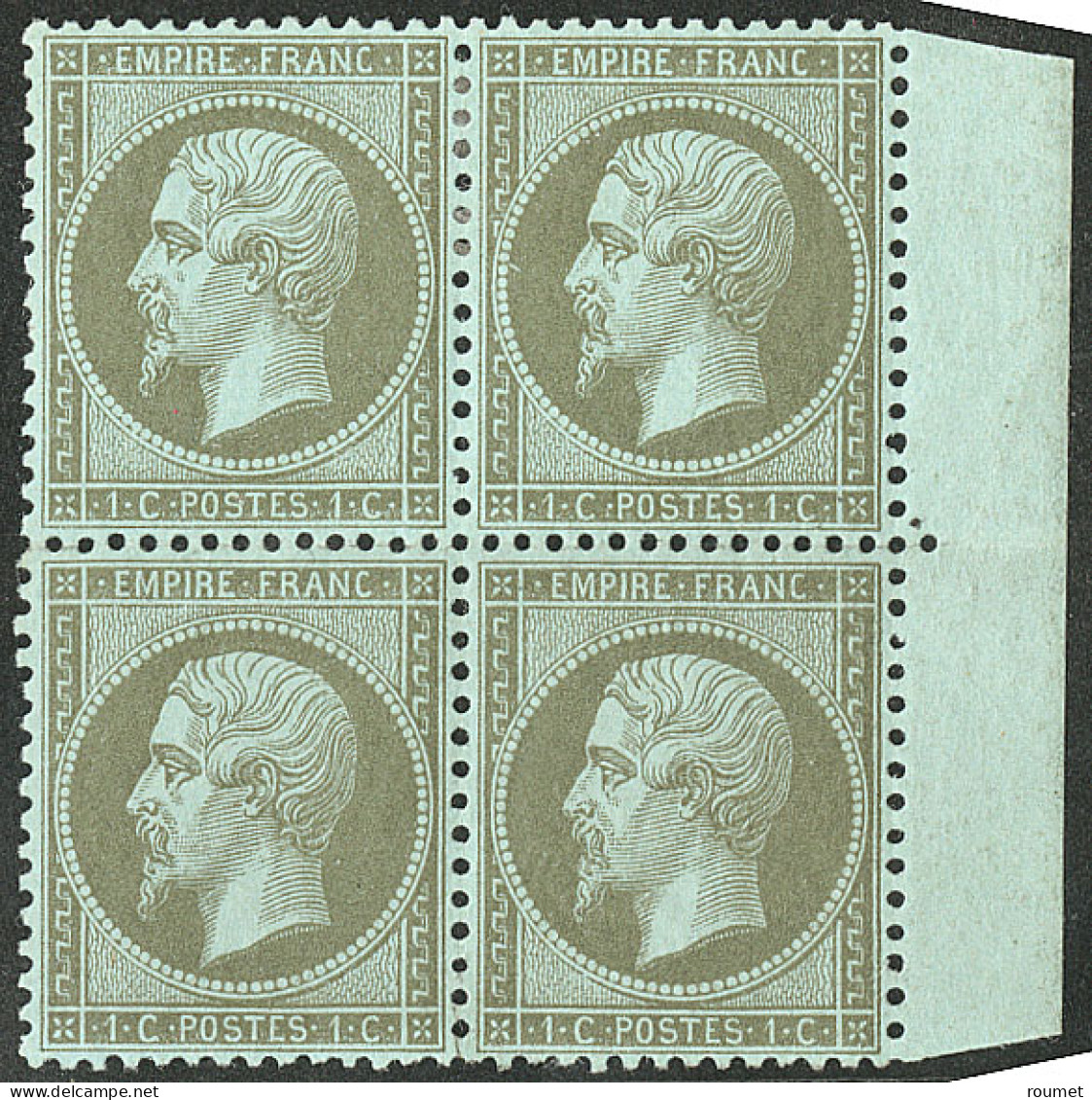 * No 19, Vert Olive, Bloc De Quatre Bdf, Superbe - 1862 Napoléon III.