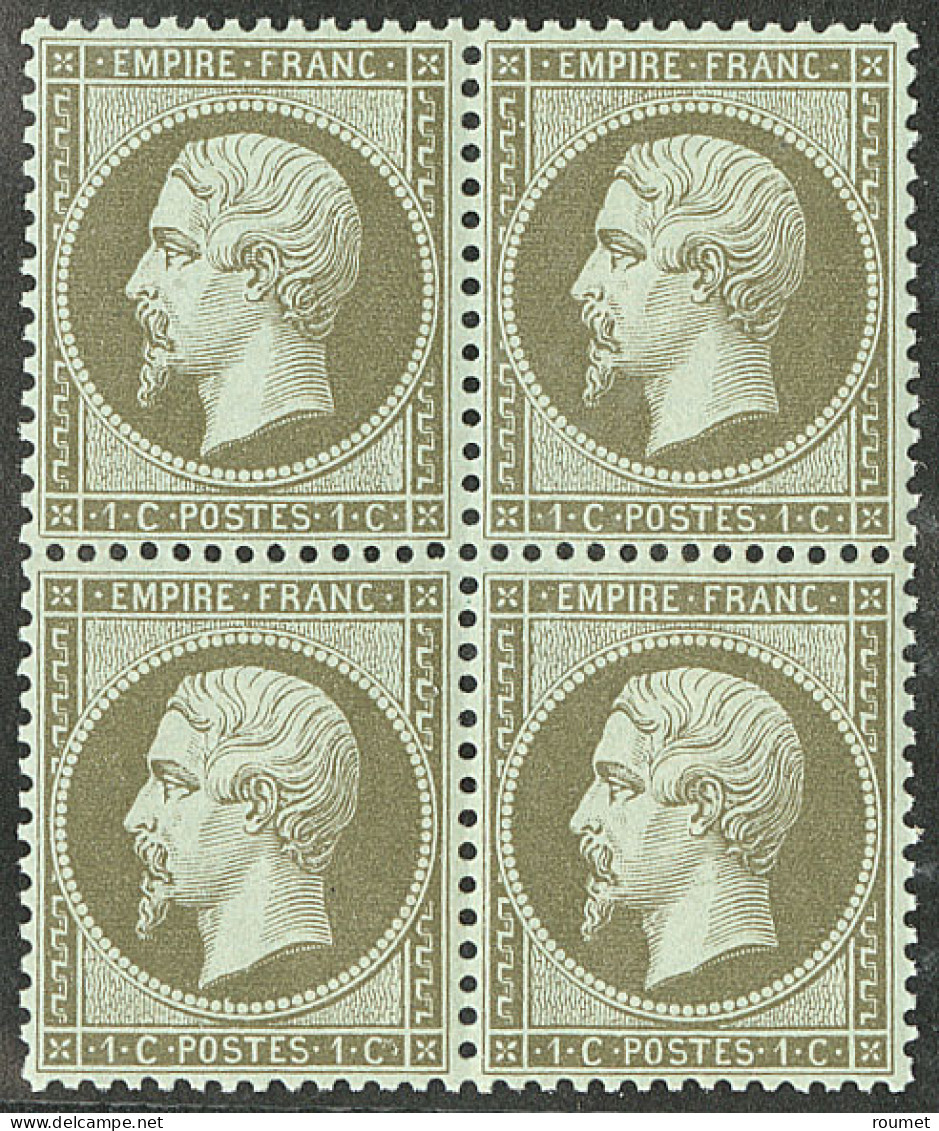 ** No 19a, Vert-bronze, Bloc De Quatre, Superbe - 1862 Napoléon III