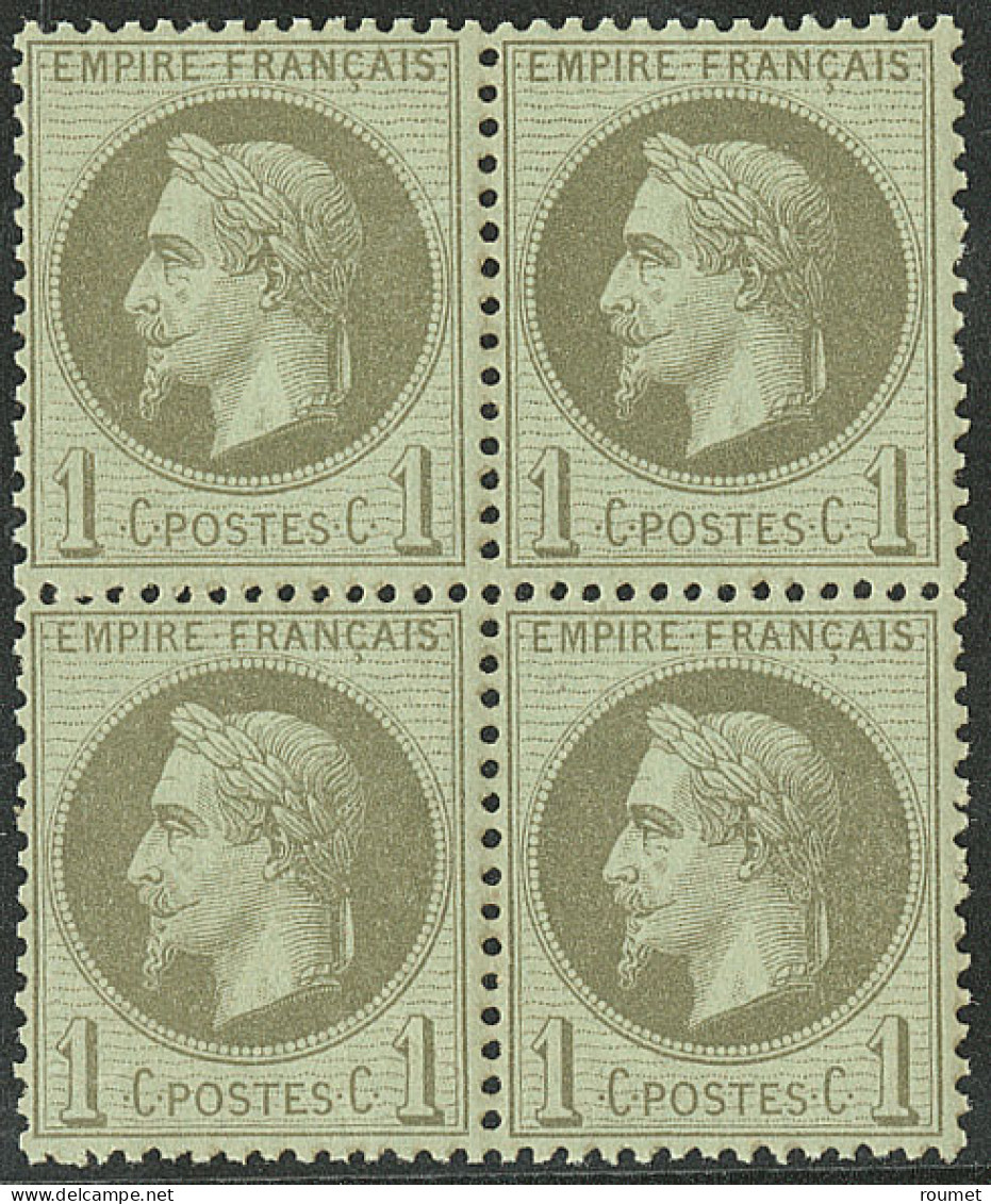 ** No 25, Vert-bronze, Bloc De Quatre. - TB - 1863-1870 Napoléon III Lauré