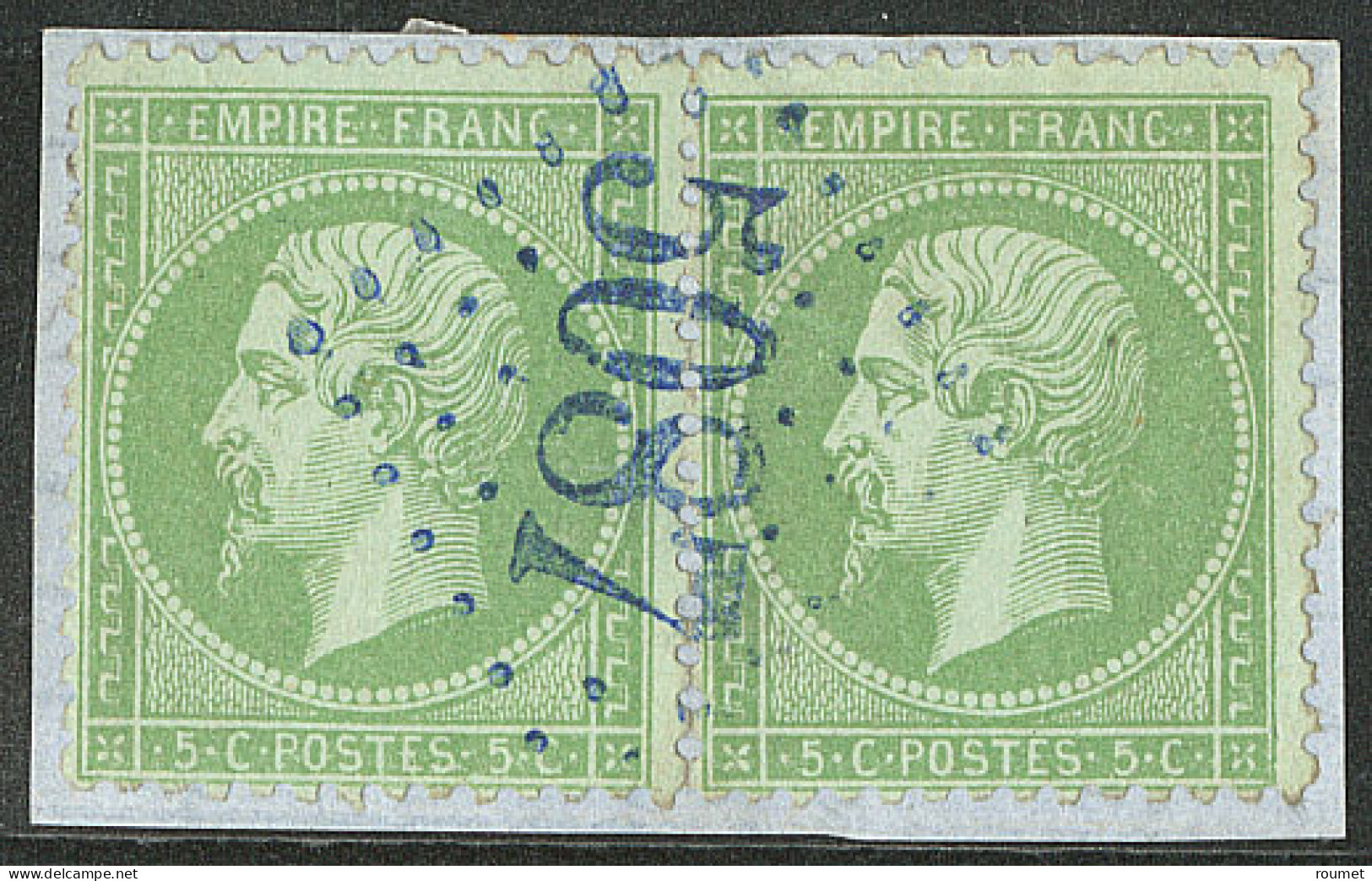 Ibraïla. No 20 Paire, Obl Gc 5087 Bleu, Superbe - 1849-1876: Klassik