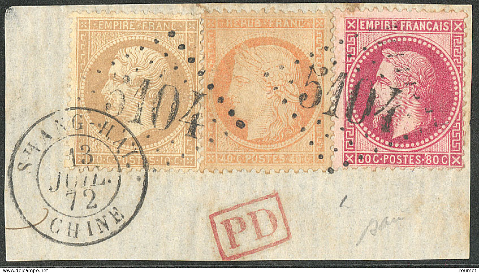 Shanghai. Nos 21 + 32 + 38, Obl Gc 5104 Sur Petit Fragment Avec Cad 13.7.72. - TB - 1849-1876: Classic Period