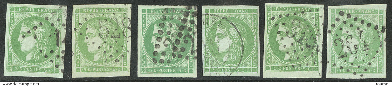 No 42B, Vert-jaune, Report II, Nuances Différentes Dont 42Bi, Ex Choisis. - TB - 1870 Ausgabe Bordeaux
