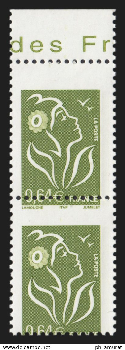 N°3756, Variété Piquage à Cheval En Paire, Marianne De Lamouche, Neuf ** LUXE - Nuovi