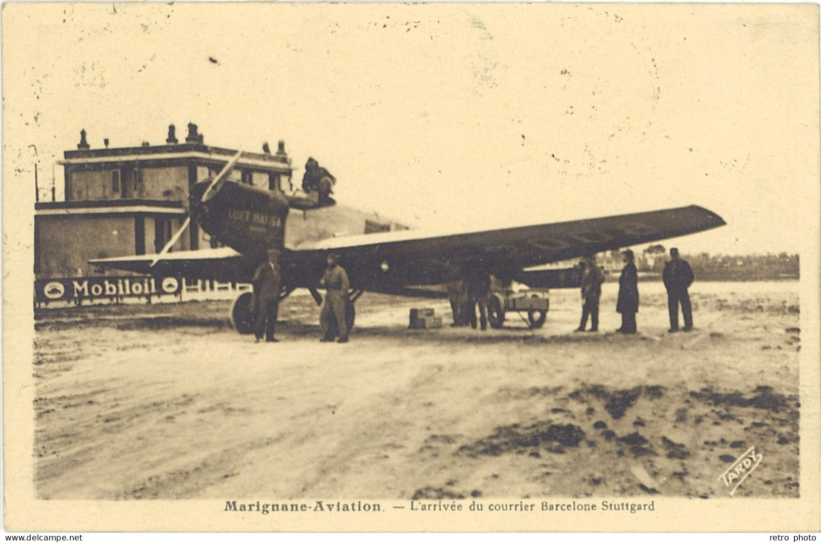 Cpa 13 – Marignane-Aviation – L’arrivée Du Courrier Barcelone … - Marignane