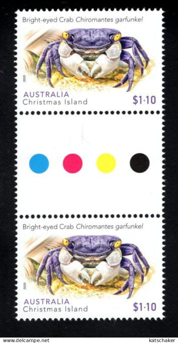 1960118071 2020 SCOTT 594 (XX)  POSTFRIS MINT NEVER HINGED - CHRISTMAS ISLAND CRABS - BRIGHT EYED - GUTTERPAIR - Christmas Island