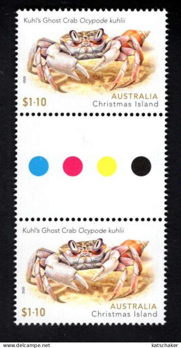 1960119799 2020 SCOTT 595 (XX)  POSTFRIS MINT NEVER HINGED - CHRISTMAS ISLAND CRABS - KUHL'S GHOST - GUTTERPAIR - Christmas Island