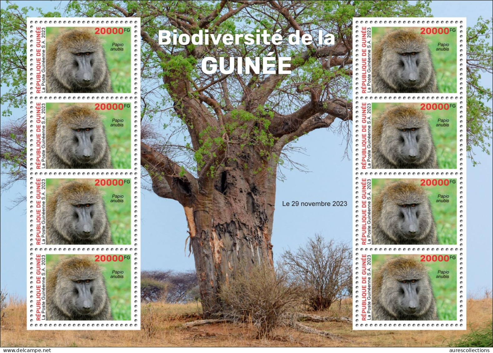 GUINEA 2023 - M/S 8V - BIODIVERSITY - APE APES MONKEYS MONKEY BABOON SINGES SINGE - MNH - Apen