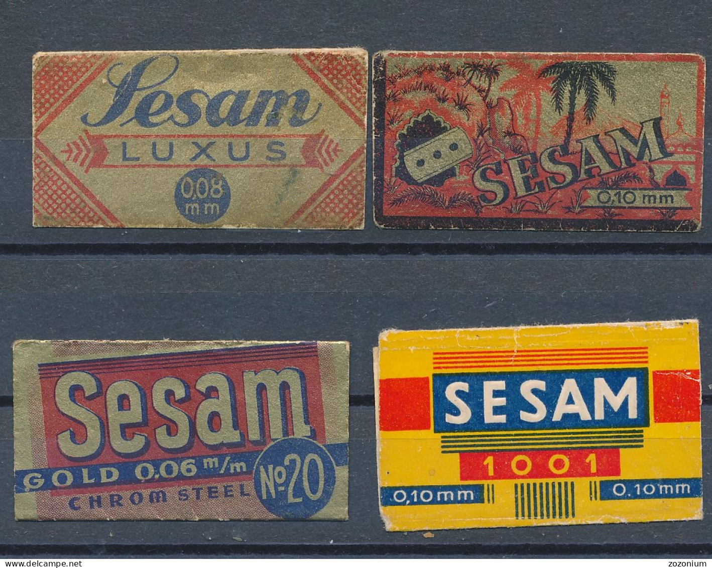 LOT LOTTO 4 RAZOR BLADES WRAPPER  SESAM - LAMETTE DA BARBA LAMES DE RASOIR  Vintage Old - Lames De Rasoir