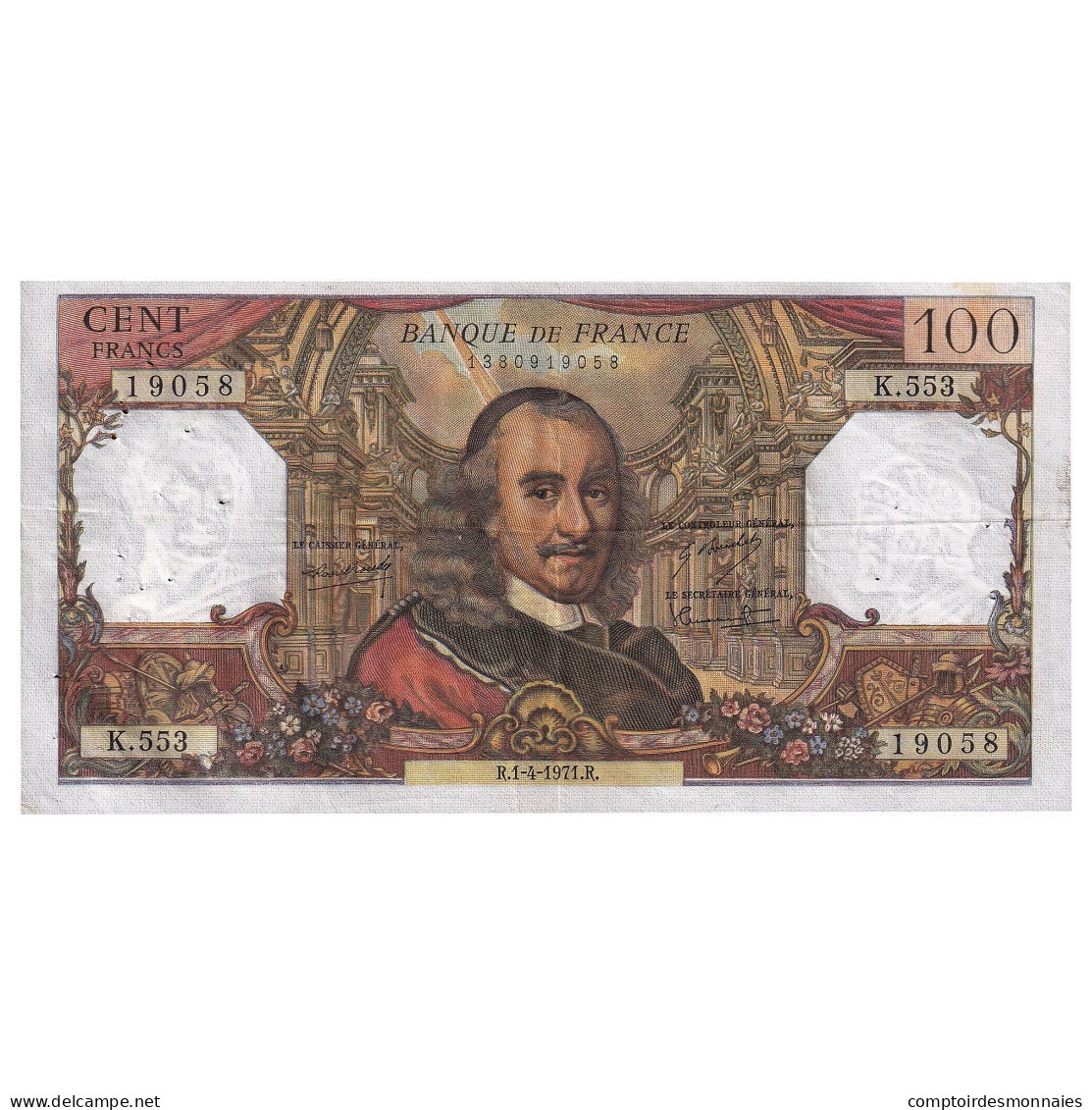 France, 100 Francs, Corneille, 1971, K.553, TTB, Fayette:65.35, KM:149c - 100 F 1964-1979 ''Corneille''