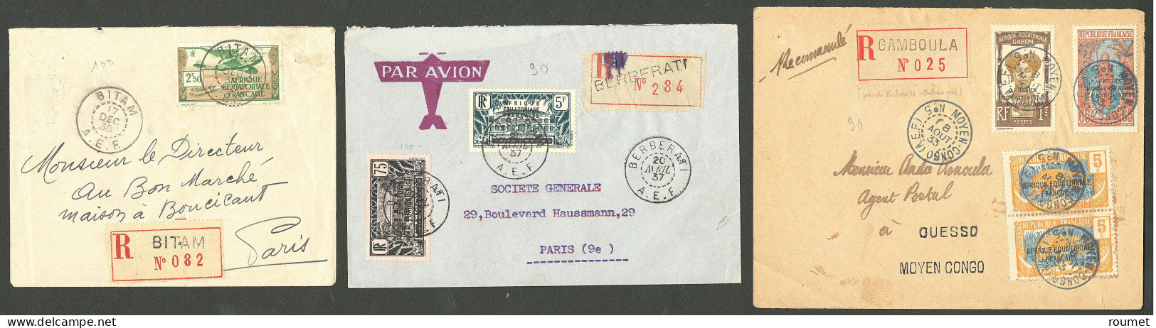 Lettre 1933-1937, Trois Enveloppes AEF. - TB - Altri & Non Classificati