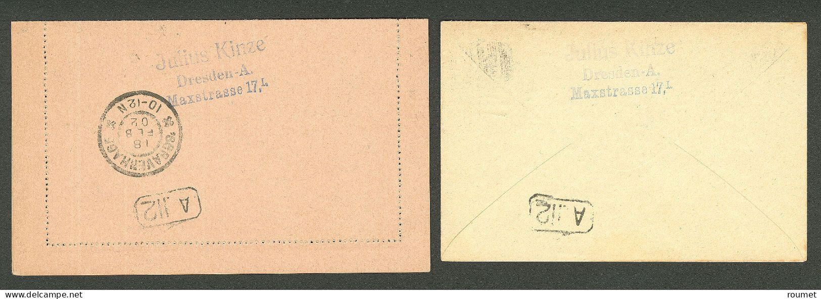 Lettre 1902, 2 Entiers Postaux Avec Cad Octog. "Anjouan/Col Franc". - TB - Altri & Non Classificati