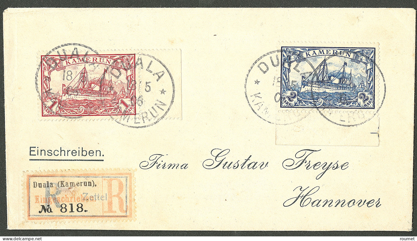 Lettre Cad "Duala/Kamerun". Nos 16+ 17 Sur Enveloppe Recommandée Pour L'Allemagne. 1906. - TB - Altri & Non Classificati