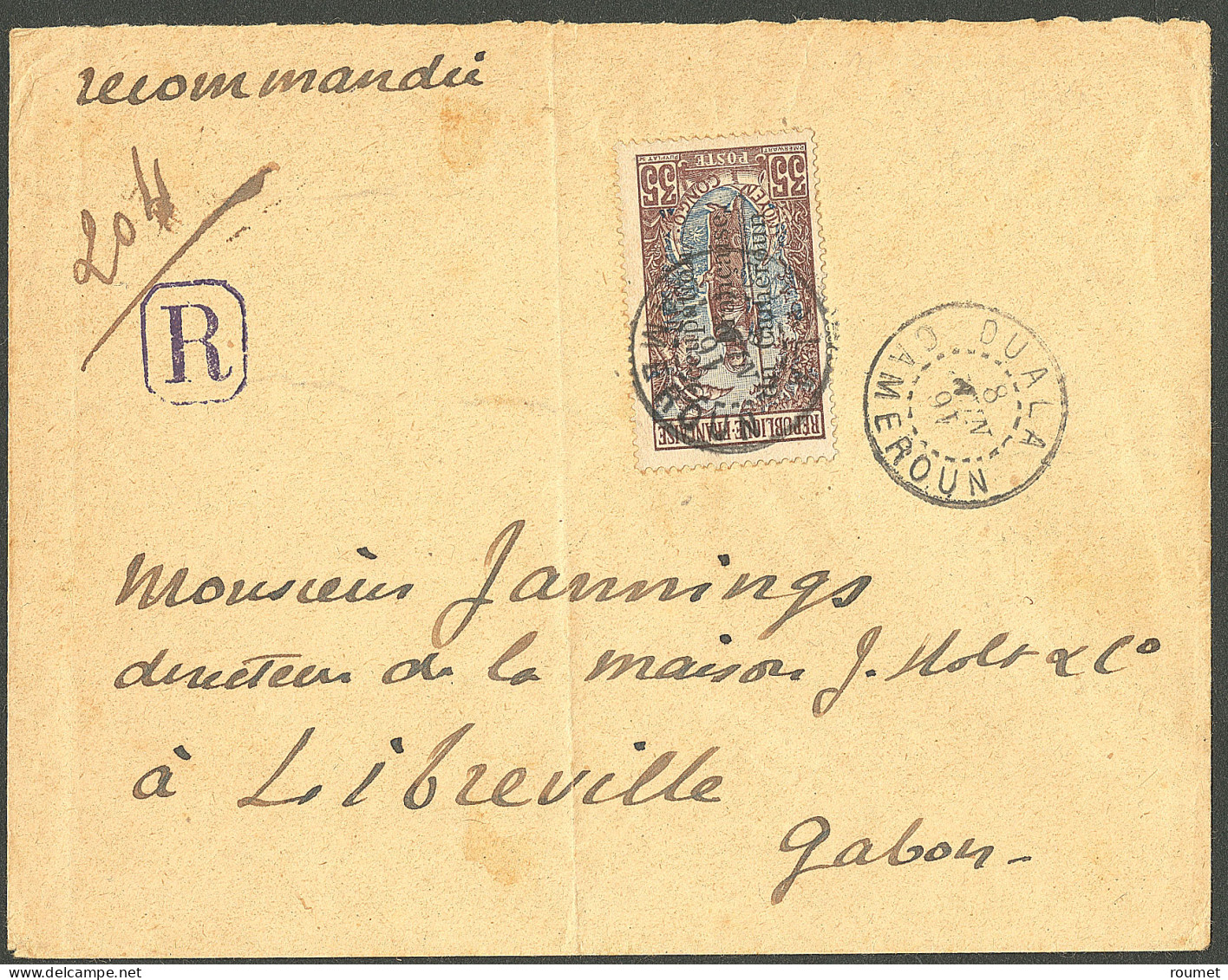 Lettre Cad "Duala/Cameroun". No 76 Sur Enveloppe Recommandée Pour Libreville, 1916, . - TB - Sonstige & Ohne Zuordnung