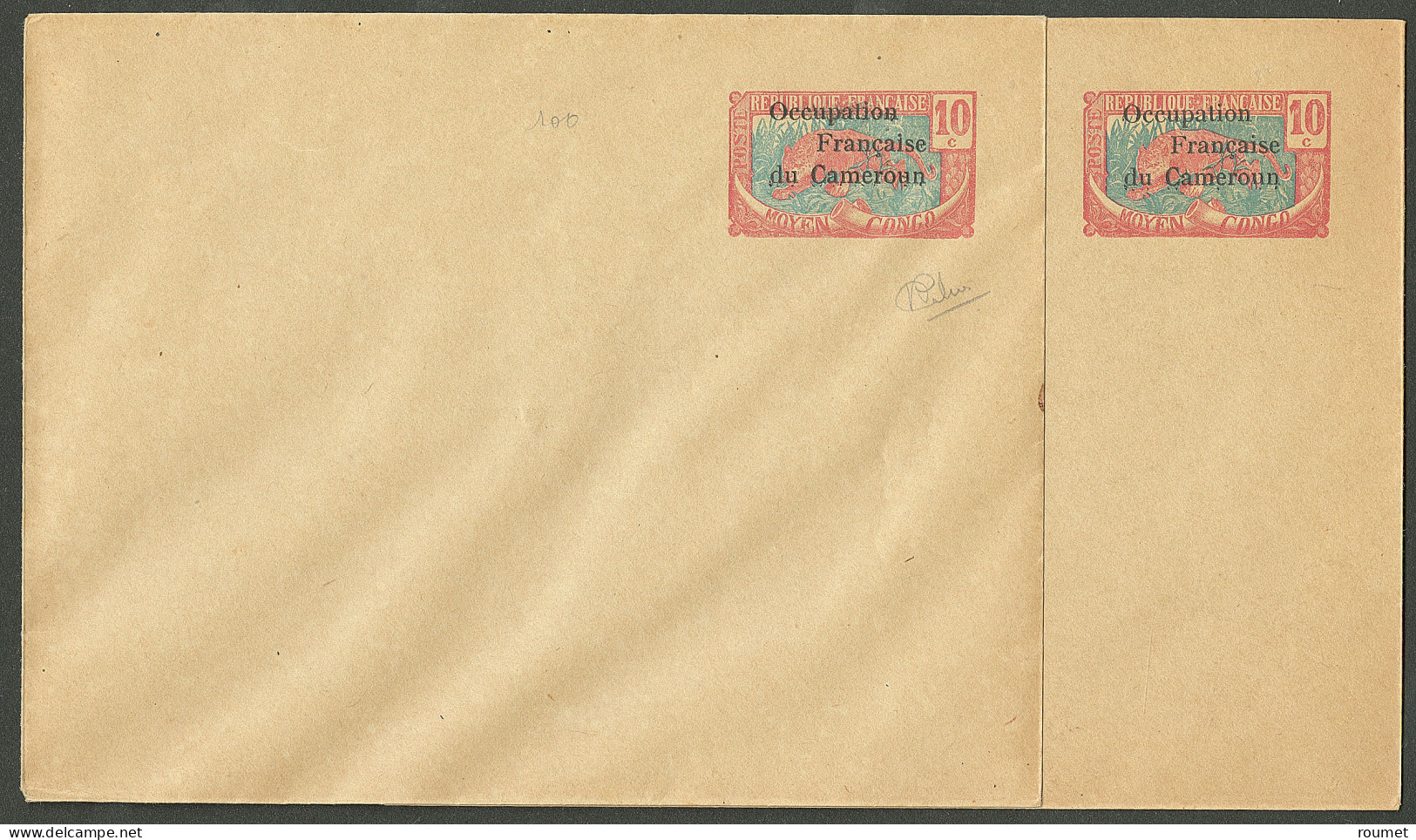 Lettre 1916. 2 Entiers Neufs 10c Panthère "occupation Française Du Cameroun". - TB - Autres & Non Classés