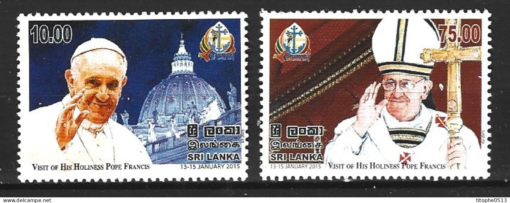 SRI LANKA. N°1974-5 De 2015. Visite Du Pape François. - Papi