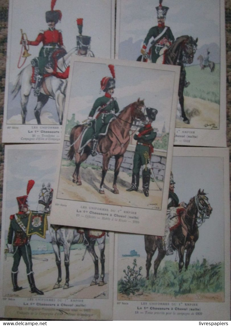 bucquoy lot 28 cartes 1er chasseur à cheval    uniformes 1er empire