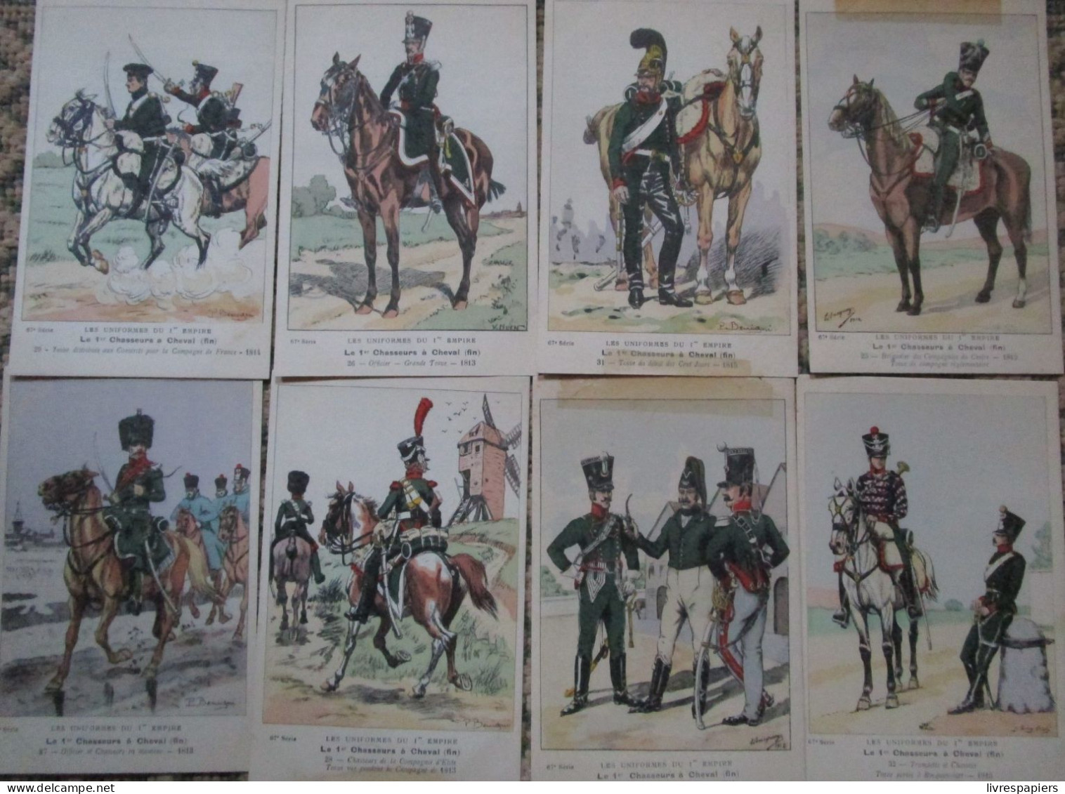 bucquoy lot 28 cartes 1er chasseur à cheval    uniformes 1er empire