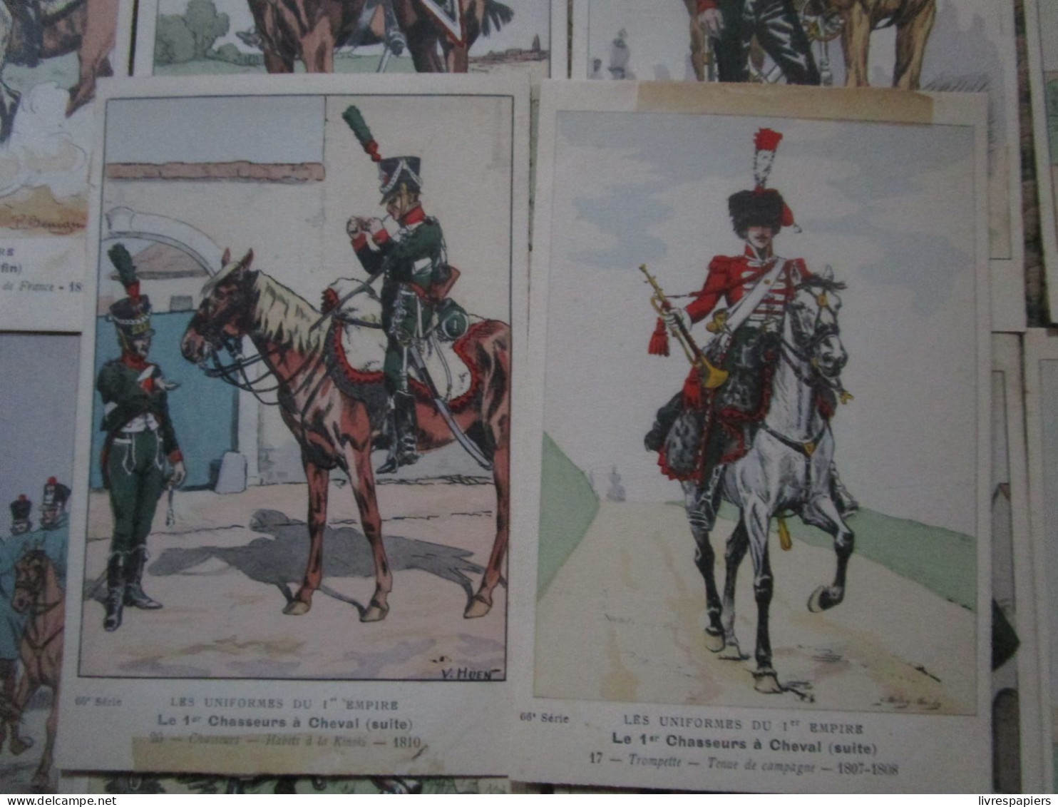 bucquoy lot 28 cartes 1er chasseur à cheval    uniformes 1er empire