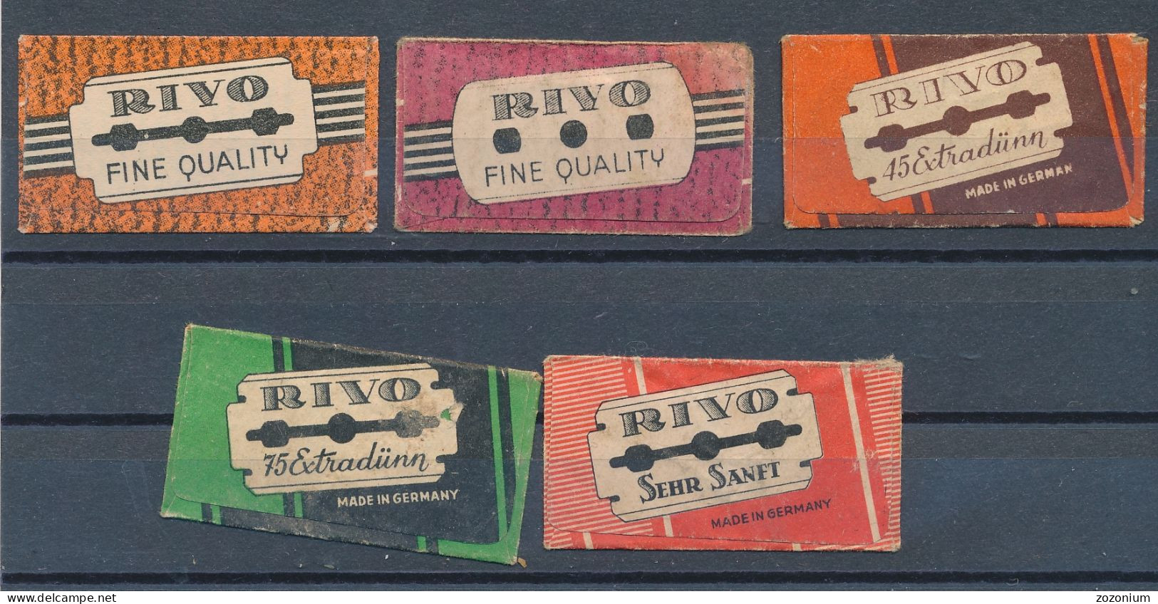 LOT LOTTO 5 RAZOR BLADES WRAPPER -RIVO- LAMETTE DA BARBA LAMES DE RASOIR  Vintage Old - Rasierklingen