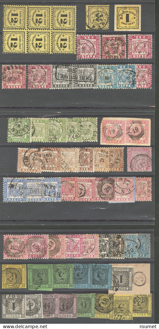 Bade. Lot. 1851-1868 (Poste, Taxe), Dont Taxe 3 Bloc De Six *, Obl Diverses. - TB Ou B - Andere & Zonder Classificatie