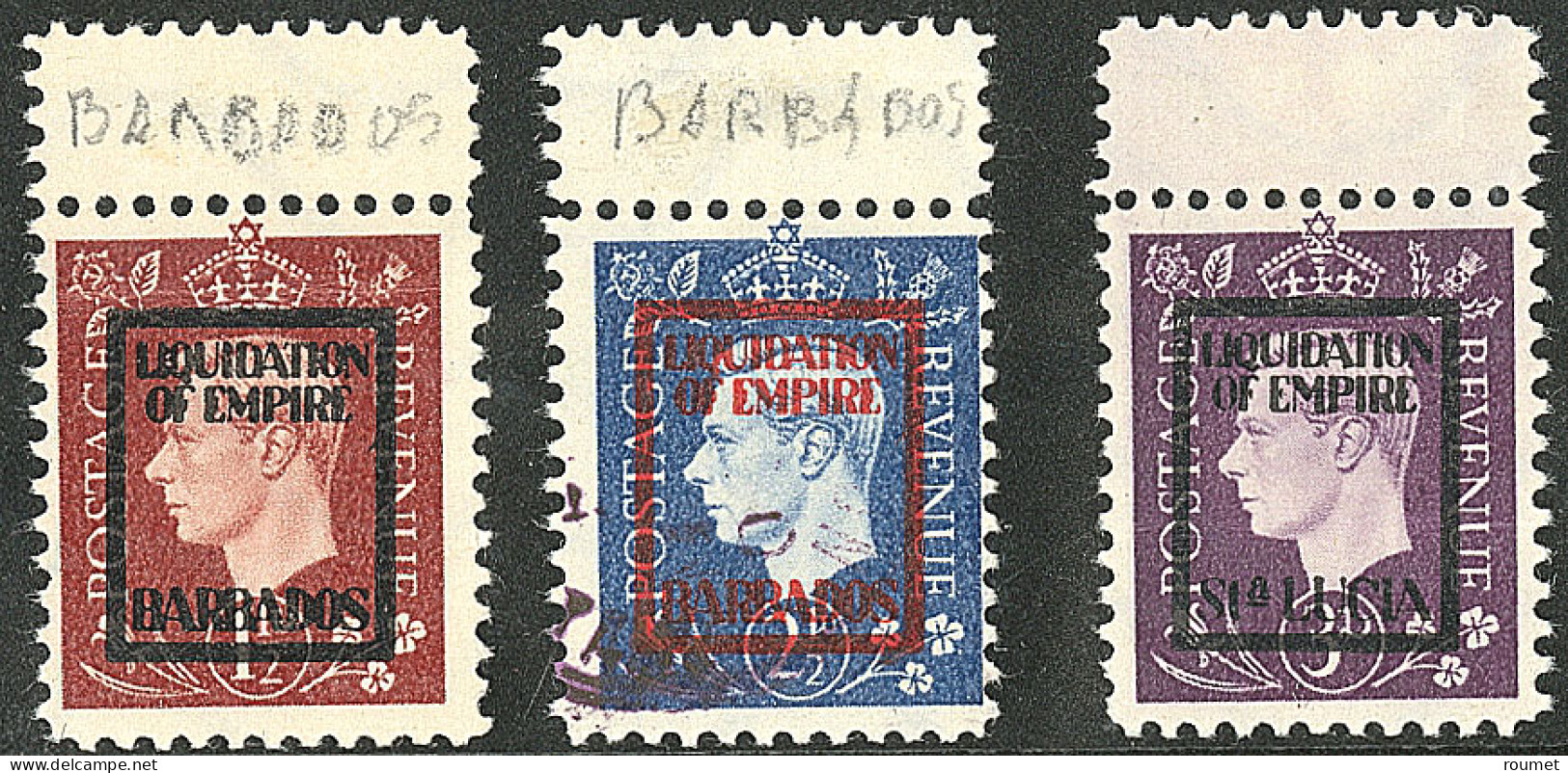 (*) Timbres De Propagande. Barbados. Michel Nos 9IVc Et 12IVc, Ste Lucie 14IVb, Tous Bdf. - TB - Altri & Non Classificati