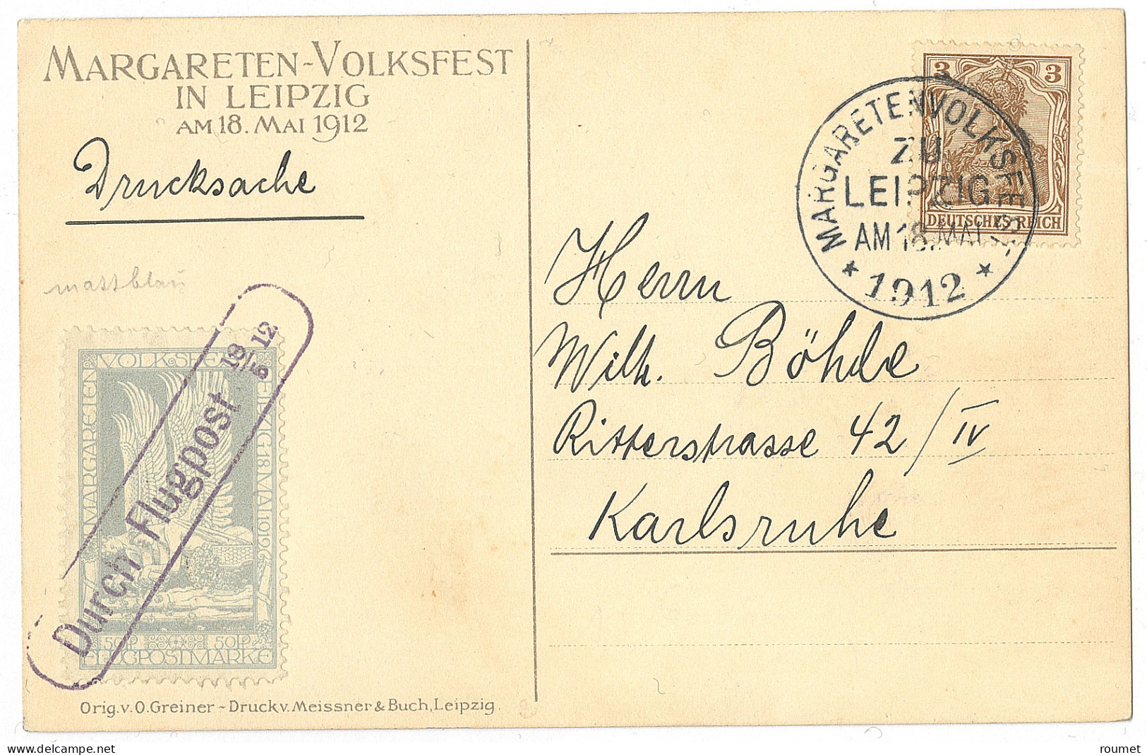 Lettre Vignettes Précurseurs De Poste Aérienne. Margareten Volksfest. No 4 + Poste 67, Sur CP Illustrée. - TB (N°Michel) - Altri & Non Classificati