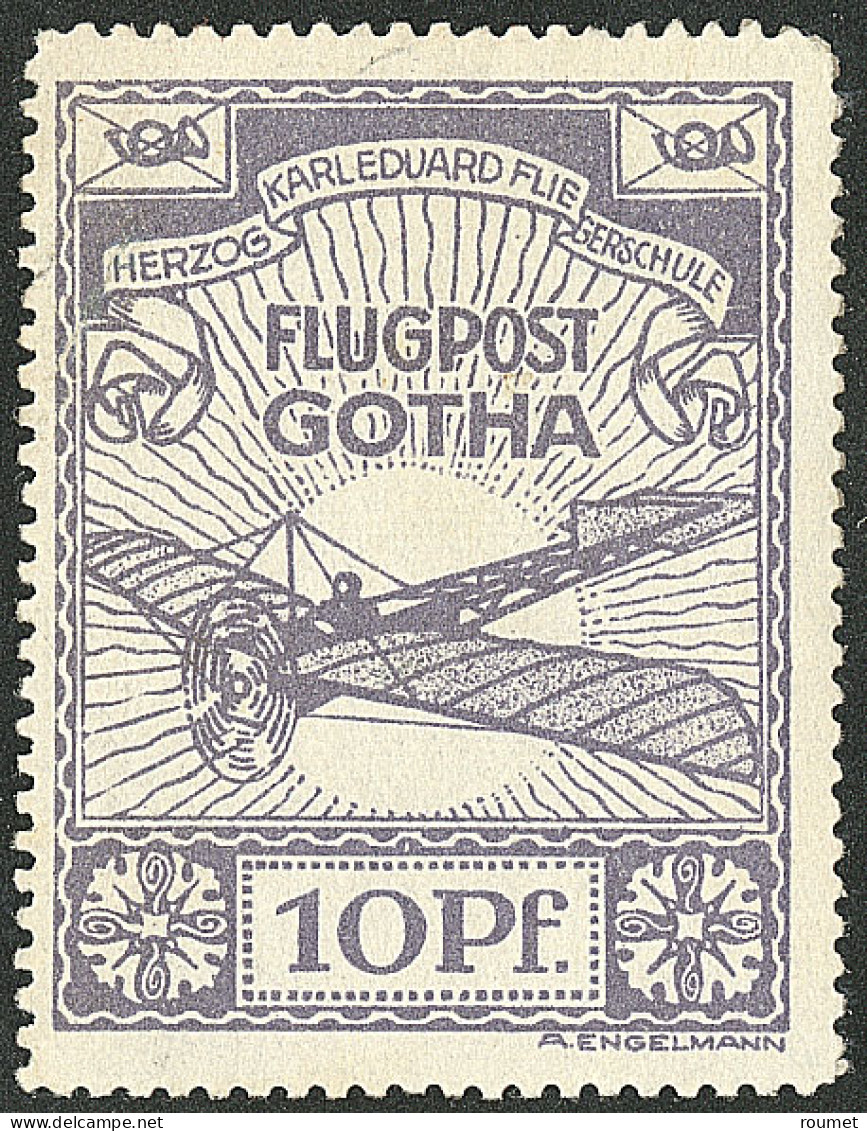 * Vignettes Précurseurs De Poste Aérienne. Gotha. No 5, Violet-bleu, Légers Plis Mais TB D'aspect - Altri & Non Classificati