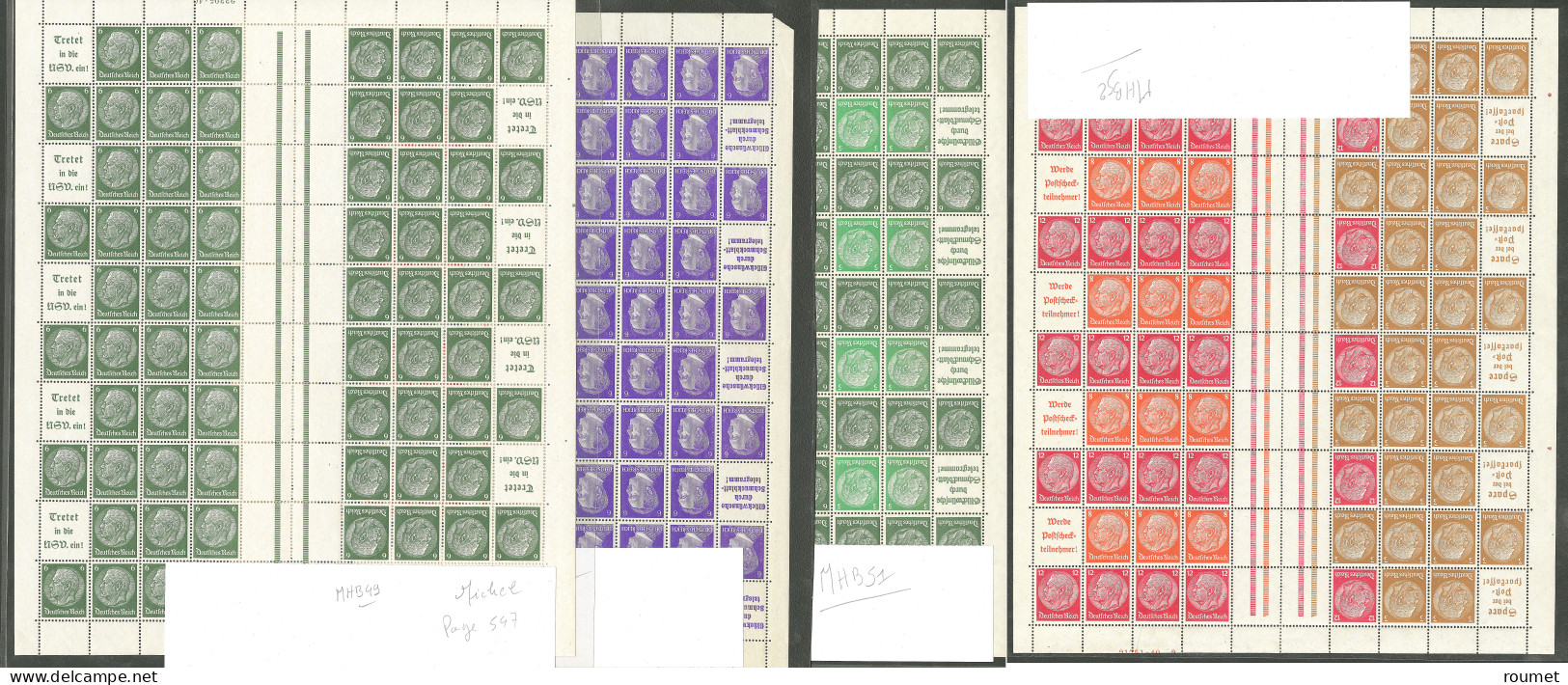 ** Lot. 1933-1941 (Poste), Valeurs Diverses Entre Les N°482 Et 486 Et 707, 709 Et 710, Combinaison En Feuille Pour Confe - Other & Unclassified