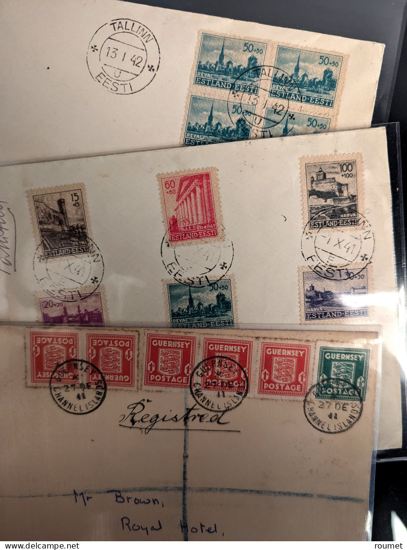 ** Lot. Occupation Allemande. 1940-1945, Valeurs Diverses, Doubles, Obl Et Plis Divers, Dont Elsass, Jersey, Guernesey,  - Other & Unclassified