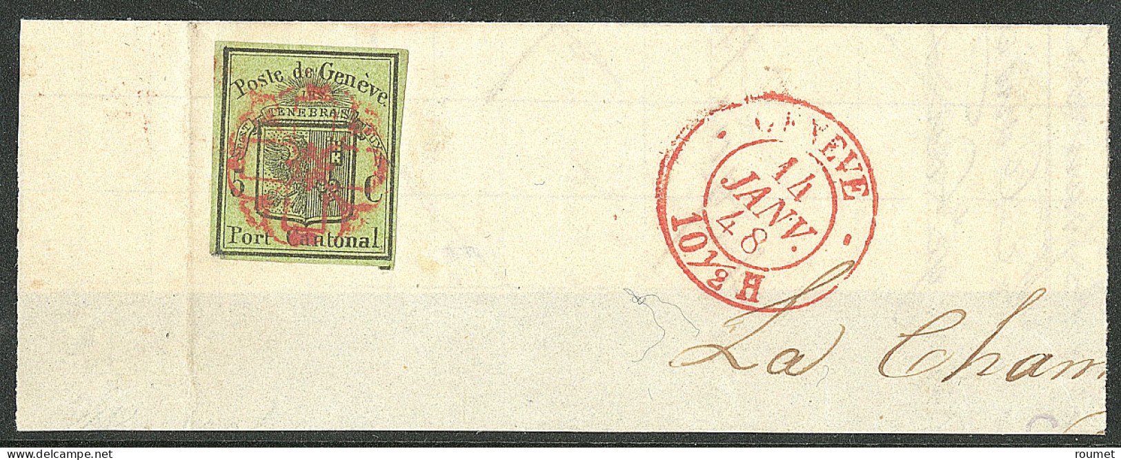 SUISSE. Grand Aigle. No 3, Def Dans Un Angle, Sur Fragment De Lettre De Genève, TB D'aspect - Autres & Non Classés