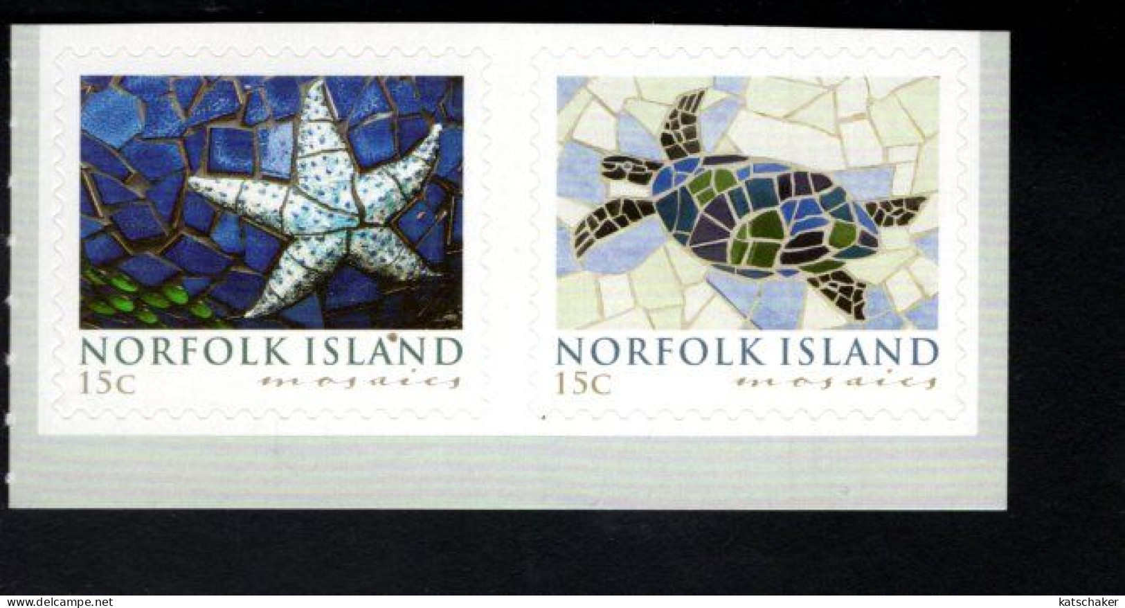 1960136707 2009 SCOTT 968 969  (XX)  POSTFRIS MINT NEVER HINGED - MOSAICS  TURTLE STARFISH  969 FIRST OF PAIR - Norfolk Island