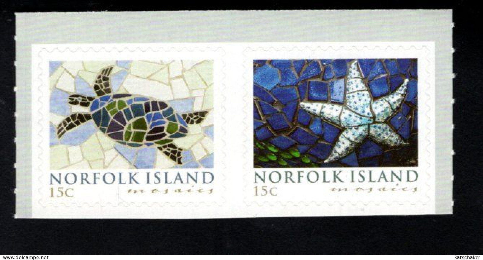 1960136842 2009 SCOTT 968 969  (XX)  POSTFRIS MINT NEVER HINGED - MOSAICS  TURTLE STARFISH  968 FIRST OF PAIR - Norfolk Island