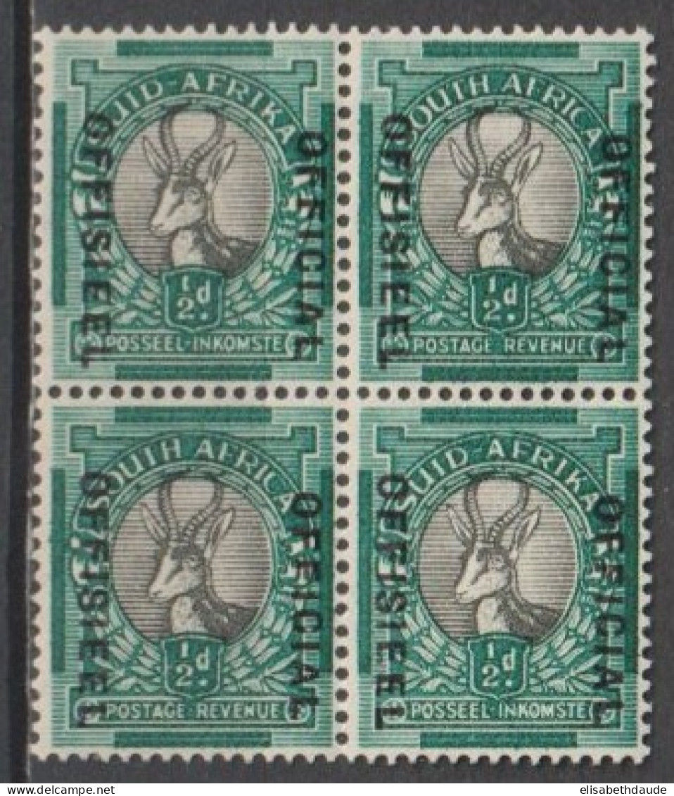 SOUTH AFRICA  - 1938 -  SERVICE BLOC De 4 SE TENANT YVERT N°40+43 ** MNH - Servizio